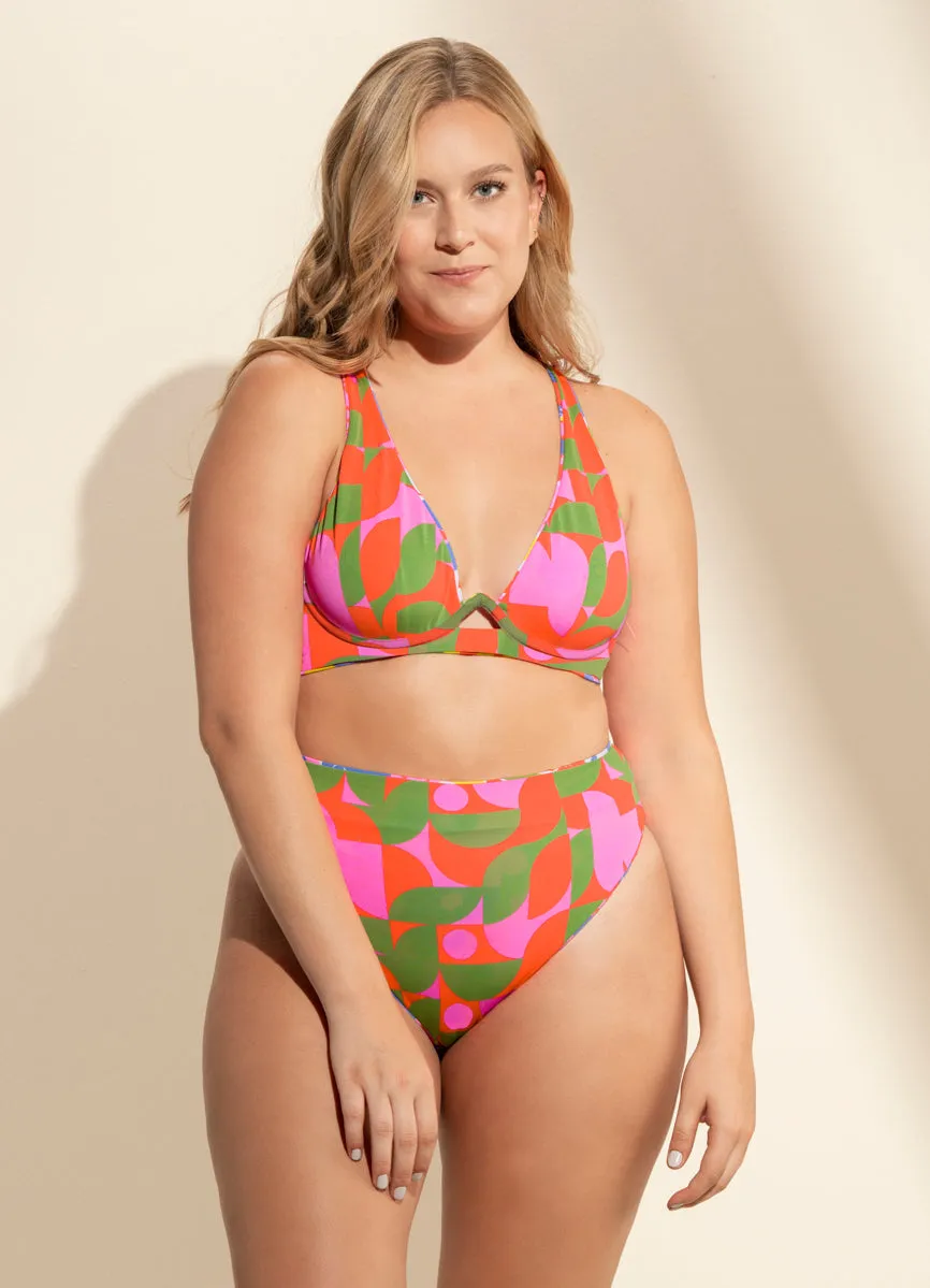 Maaji Pristine Flower Suzy Q High Rise/High Leg Bikini Bottom Maaji