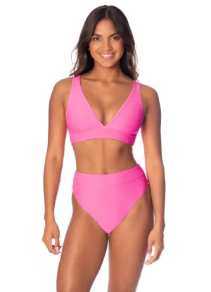 Maaji Radiant Pink Allure Long Line Triangle Bikini Top Maaji