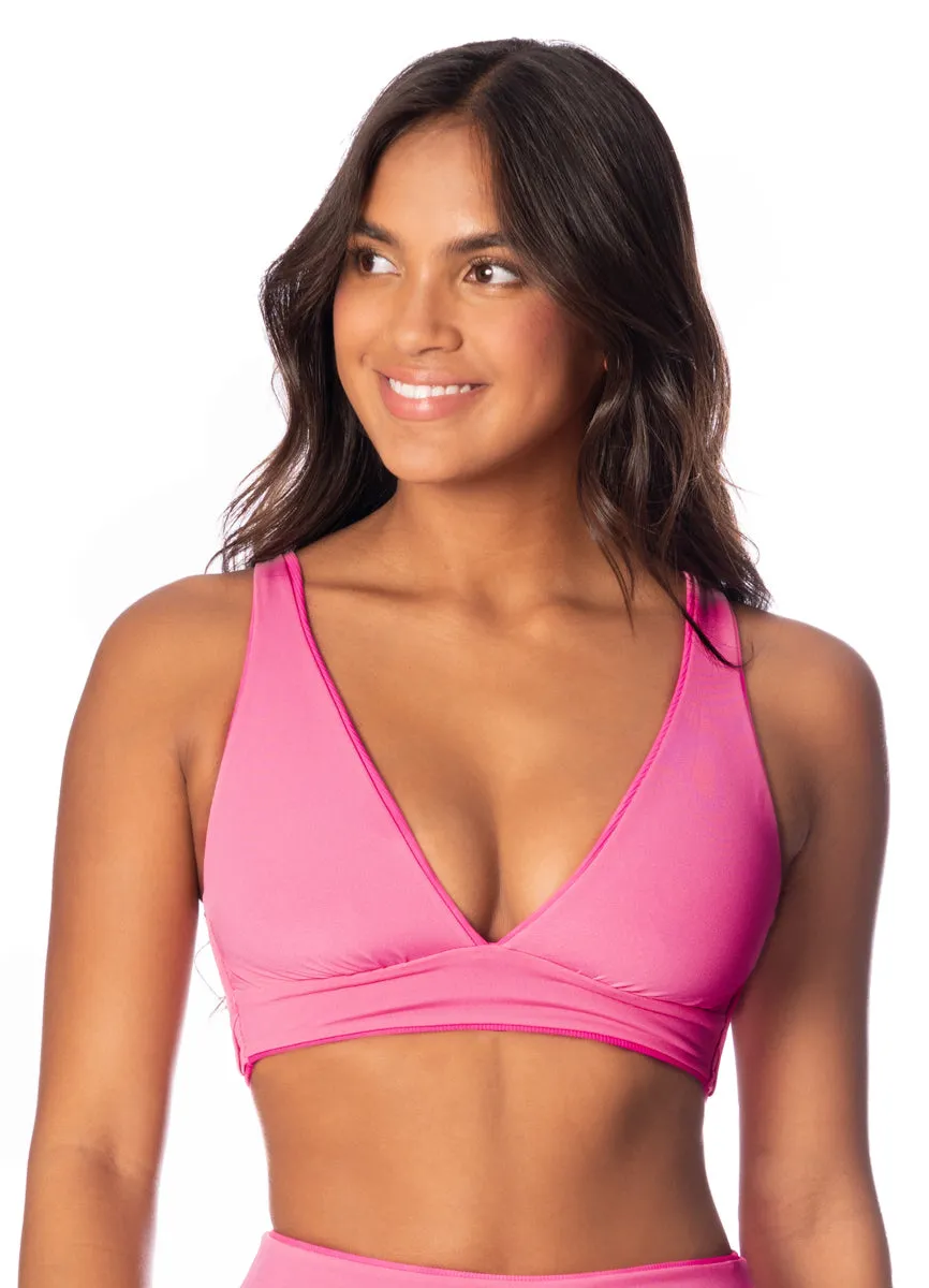 Maaji Radiant Pink Allure Long Line Triangle Bikini Top Maaji