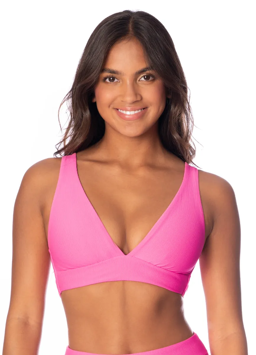 Maaji Radiant Pink Allure Long Line Triangle Bikini Top Maaji
