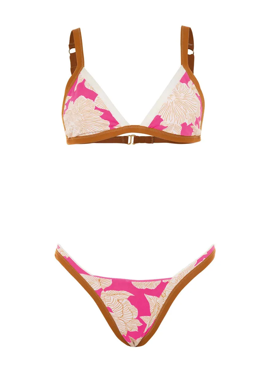 Maaji Radiant Pink Rewind Fixed Triangle Bikini Top Maaji