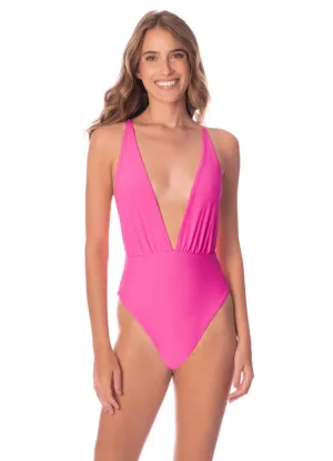 Maaji Radiant Pink Safri Plunge One Piece Maaji