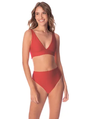 Maaji Red Camelia Allure Long Line Triangle Bikini Top Maaji