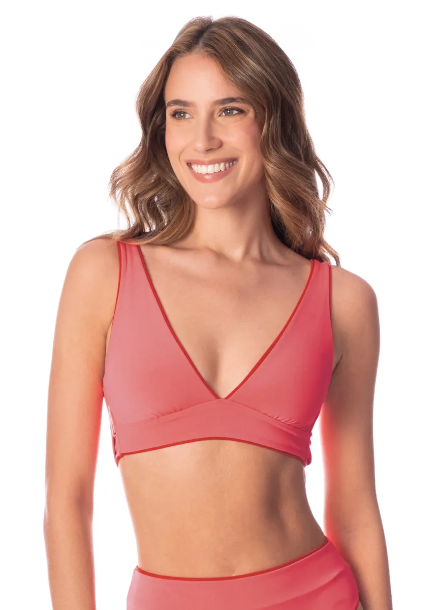 Maaji Red Camelia Allure Long Line Triangle Bikini Top Maaji