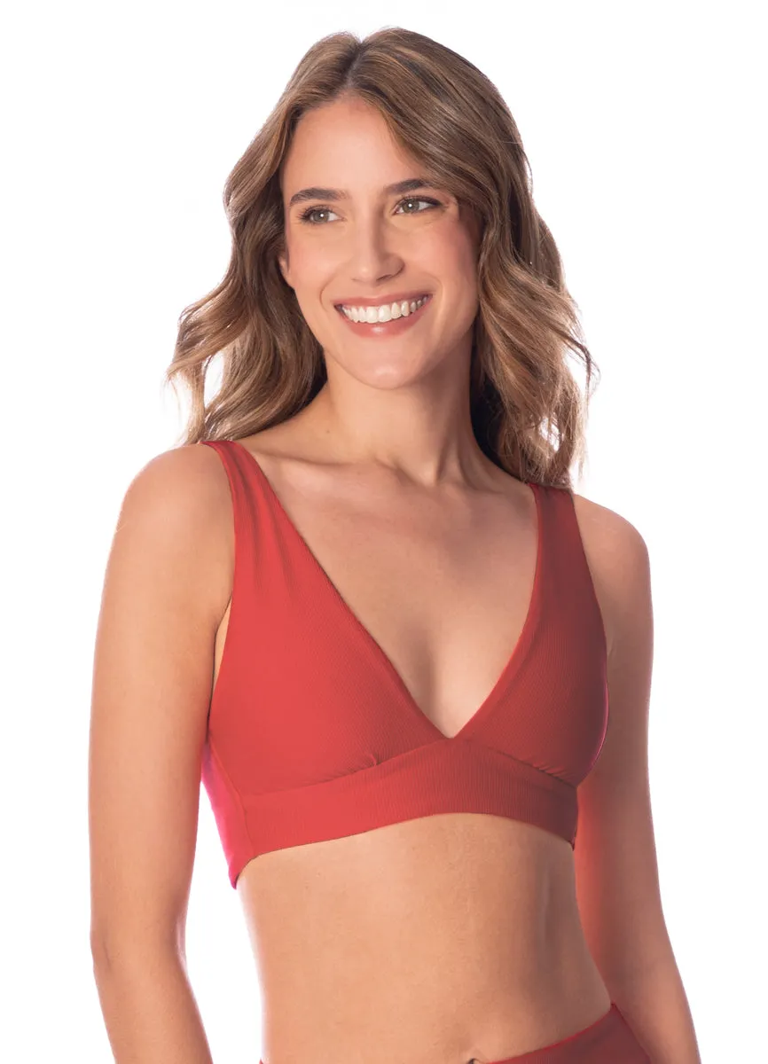 Maaji Red Camelia Allure Long Line Triangle Bikini Top Maaji