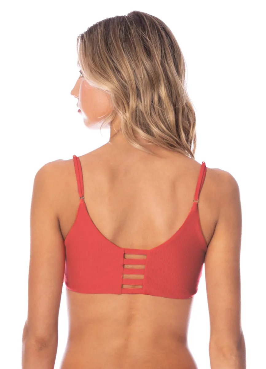 Maaji Red Camelia Praia Classic Bralette Bikini Top Maaji