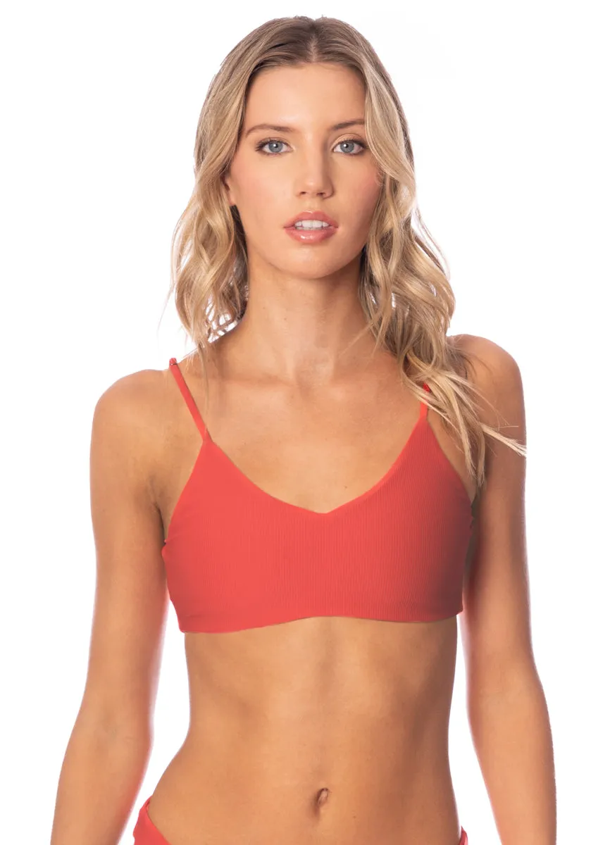 Maaji Red Camelia Praia Classic Bralette Bikini Top Maaji