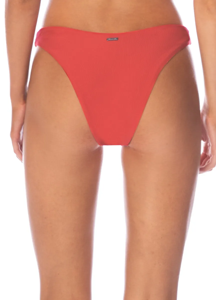 Maaji Red Camelia Splendour Regular Rise Thin Side Bikini Bottom Maaji