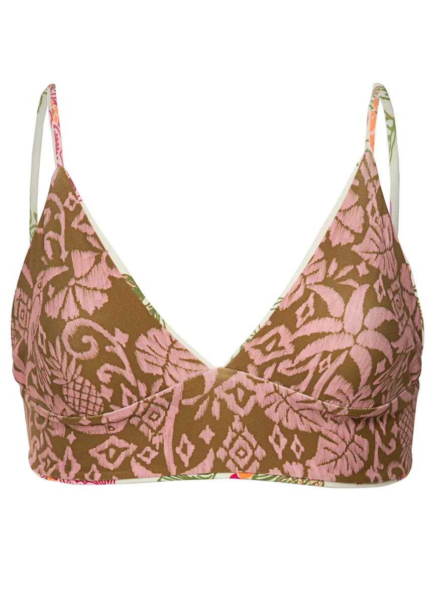 Maaji Retro Bloom Copilot Long Line Triangle Bikini Top Maaji