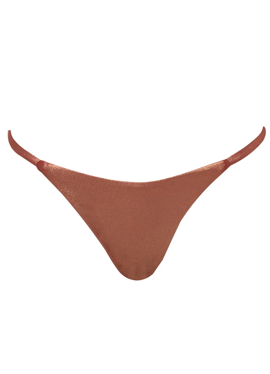 Maaji Rust Copper Micro Midi Regular Rise Single Strap Bikini Bottom Maaji
