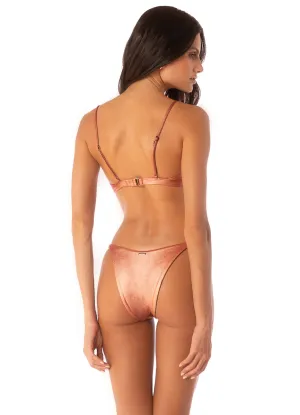 Maaji Rust Copper Micro Midi Regular Rise Single Strap Bikini Bottom Maaji