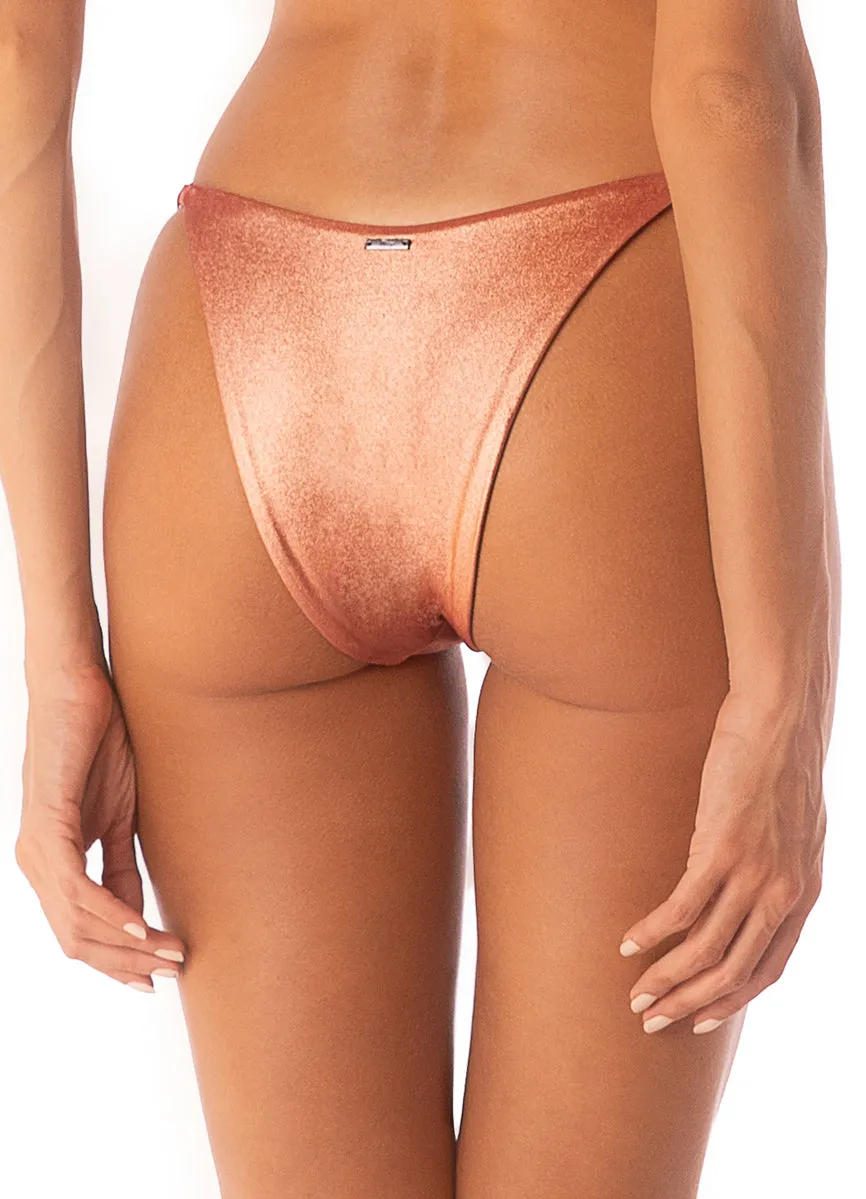 Maaji Rust Copper Micro Midi Regular Rise Single Strap Bikini Bottom Maaji