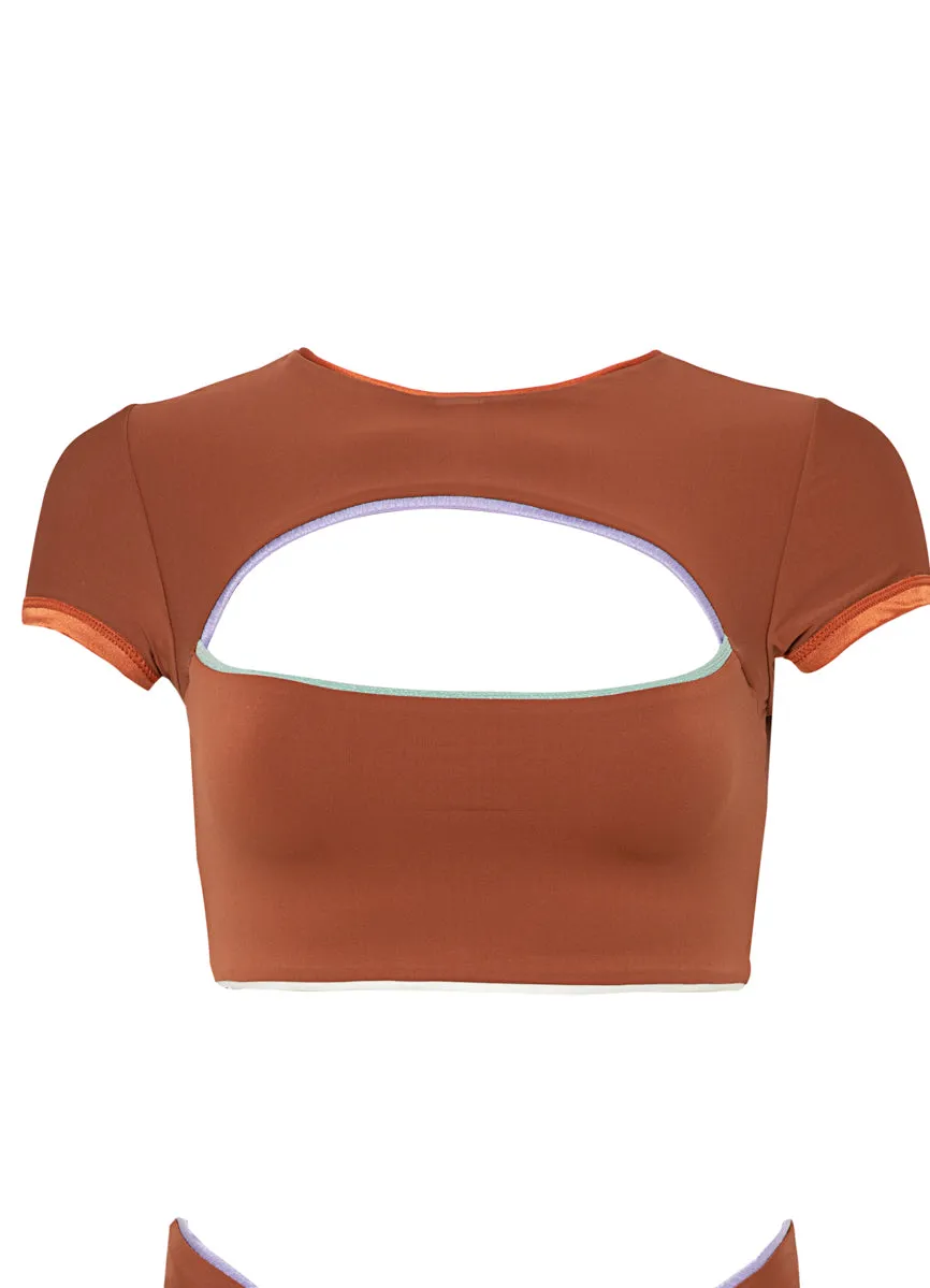 Maaji Satin Umber Janece Crop Top Bikini Top Maaji