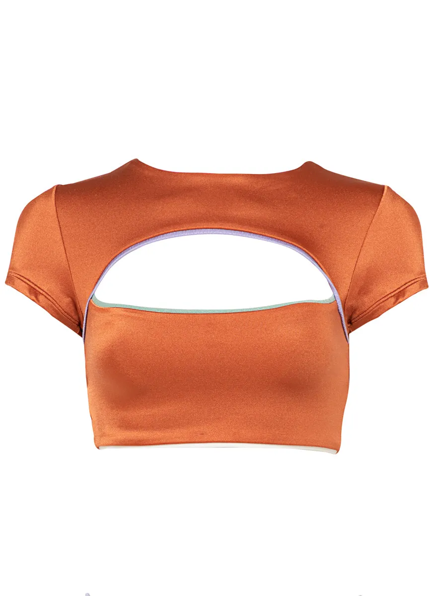 Maaji Satin Umber Janece Crop Top Bikini Top Maaji
