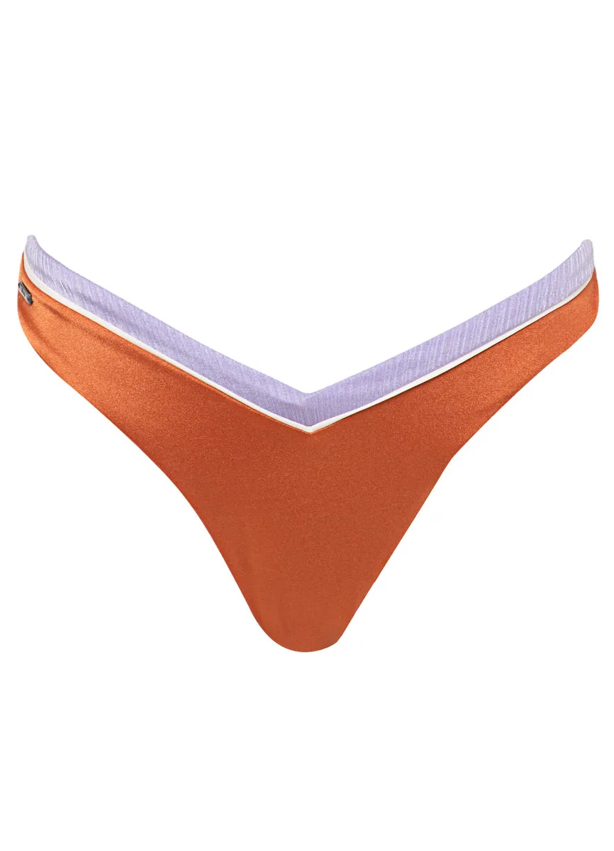 Maaji Satin Umber Resplendent Regular Rise Double V Bikini Bottom Maaji