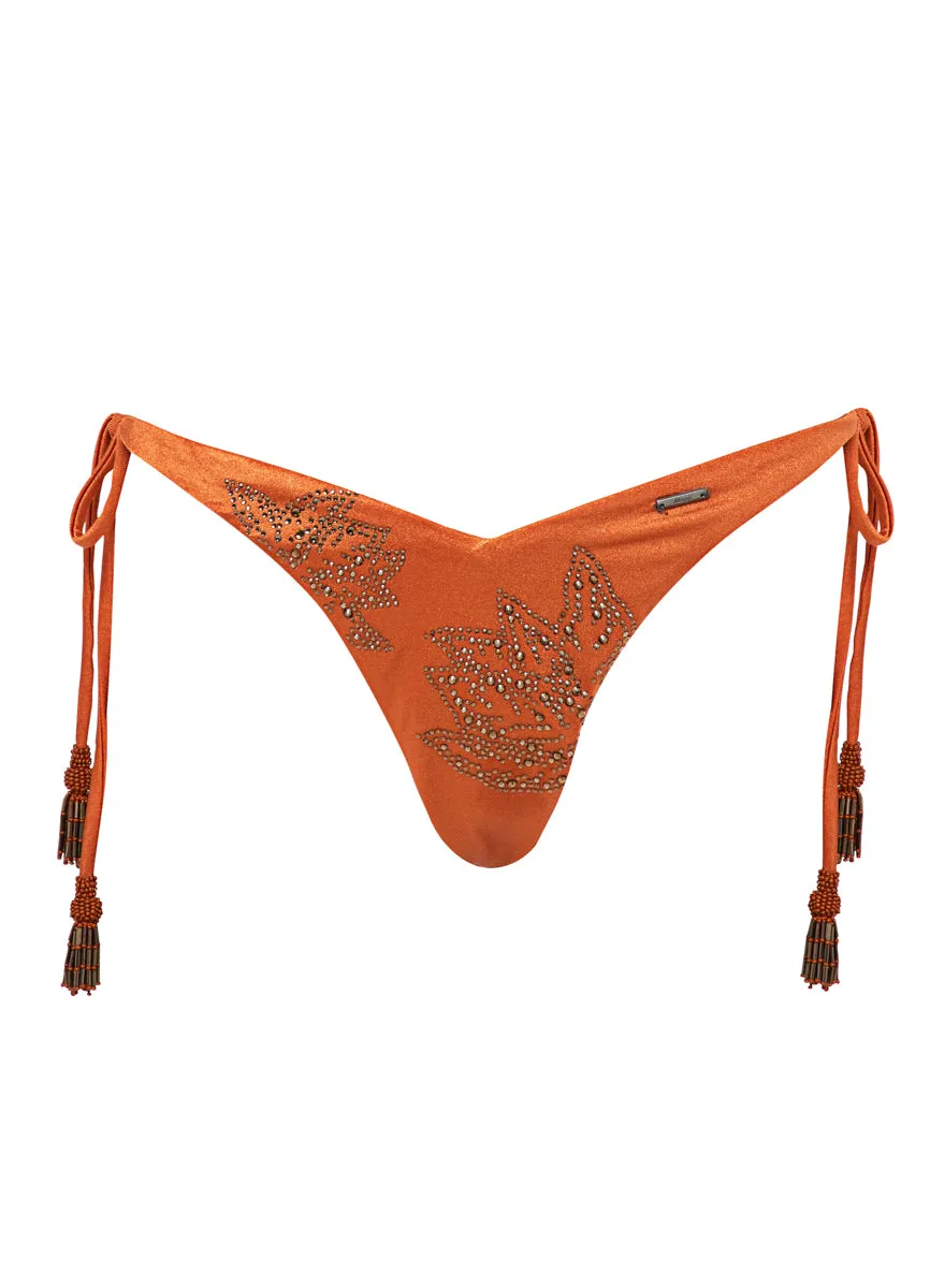 Maaji Satin Umber Sunseeker Regular Rise Tie Side Bikini Bottom Maaji