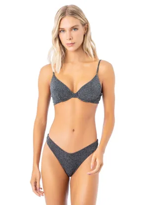 Maaji Silver Black Dainty Unmolded Underwire Bikini Top Maaji