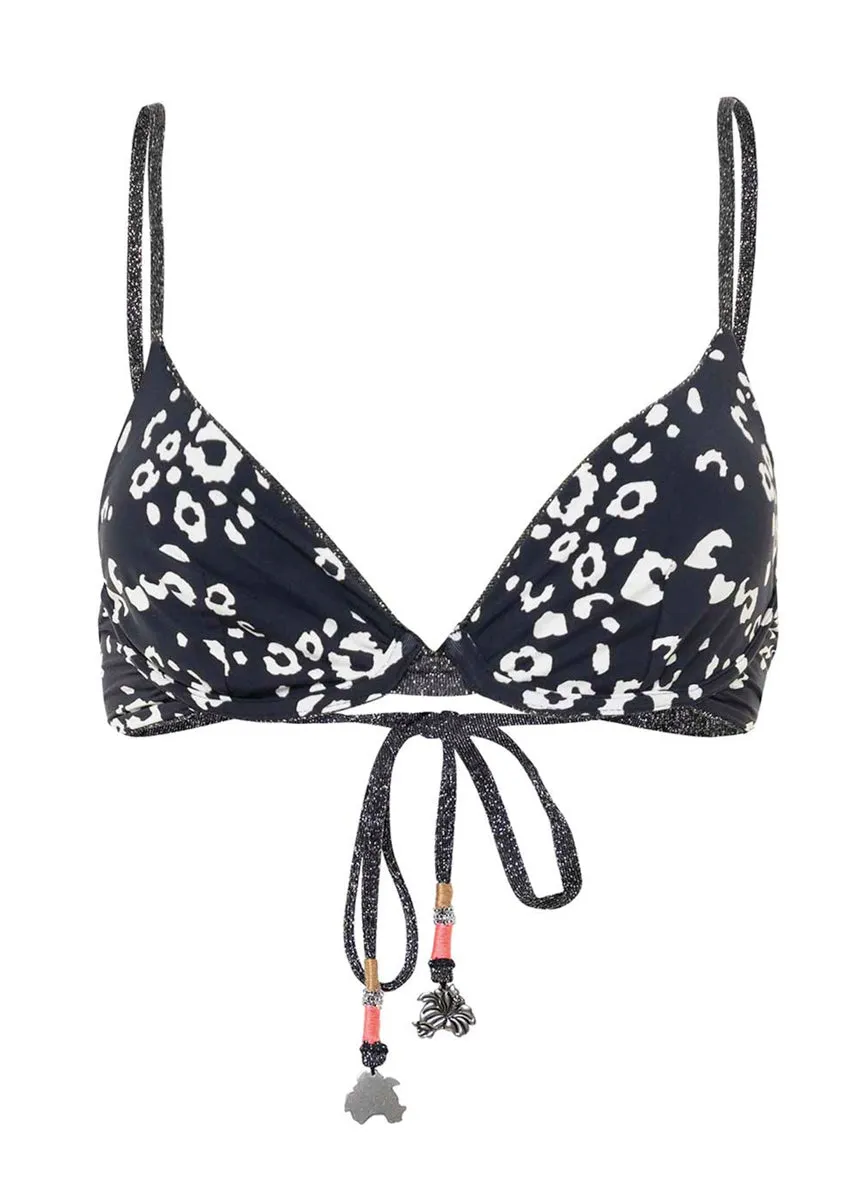 Maaji Silver Black Dainty Unmolded Underwire Bikini Top Maaji