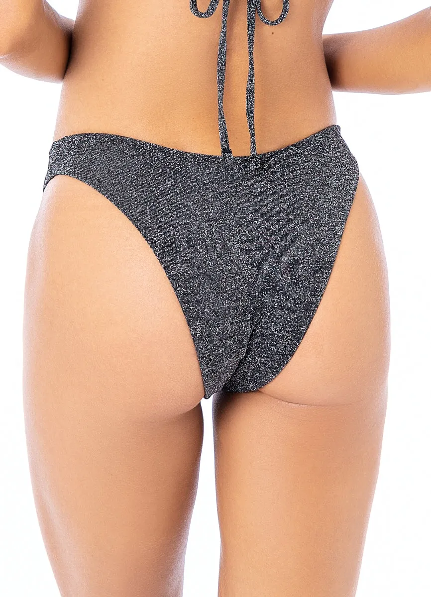 Maaji Silver Black Splendour High Leg Bikini Bottom Maaji