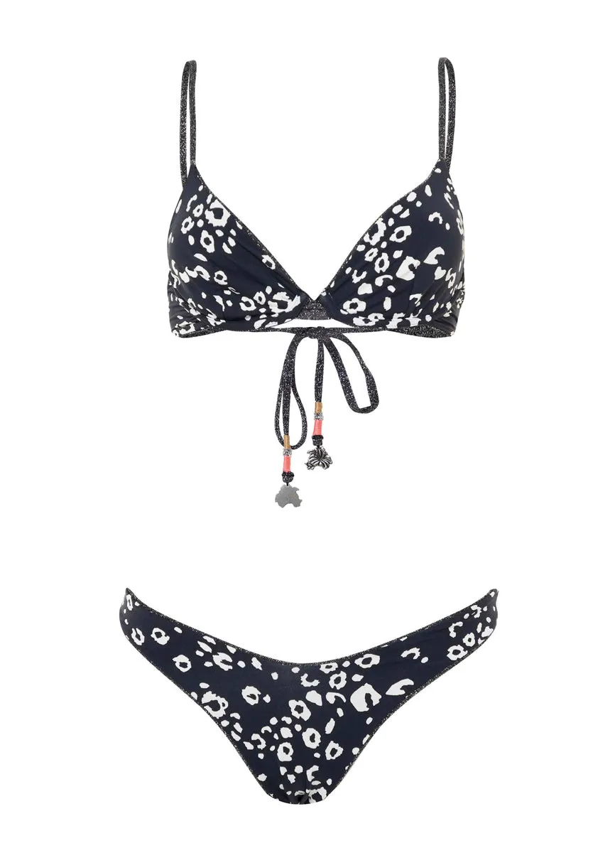Maaji Silver Black Splendour High Leg Bikini Bottom Maaji