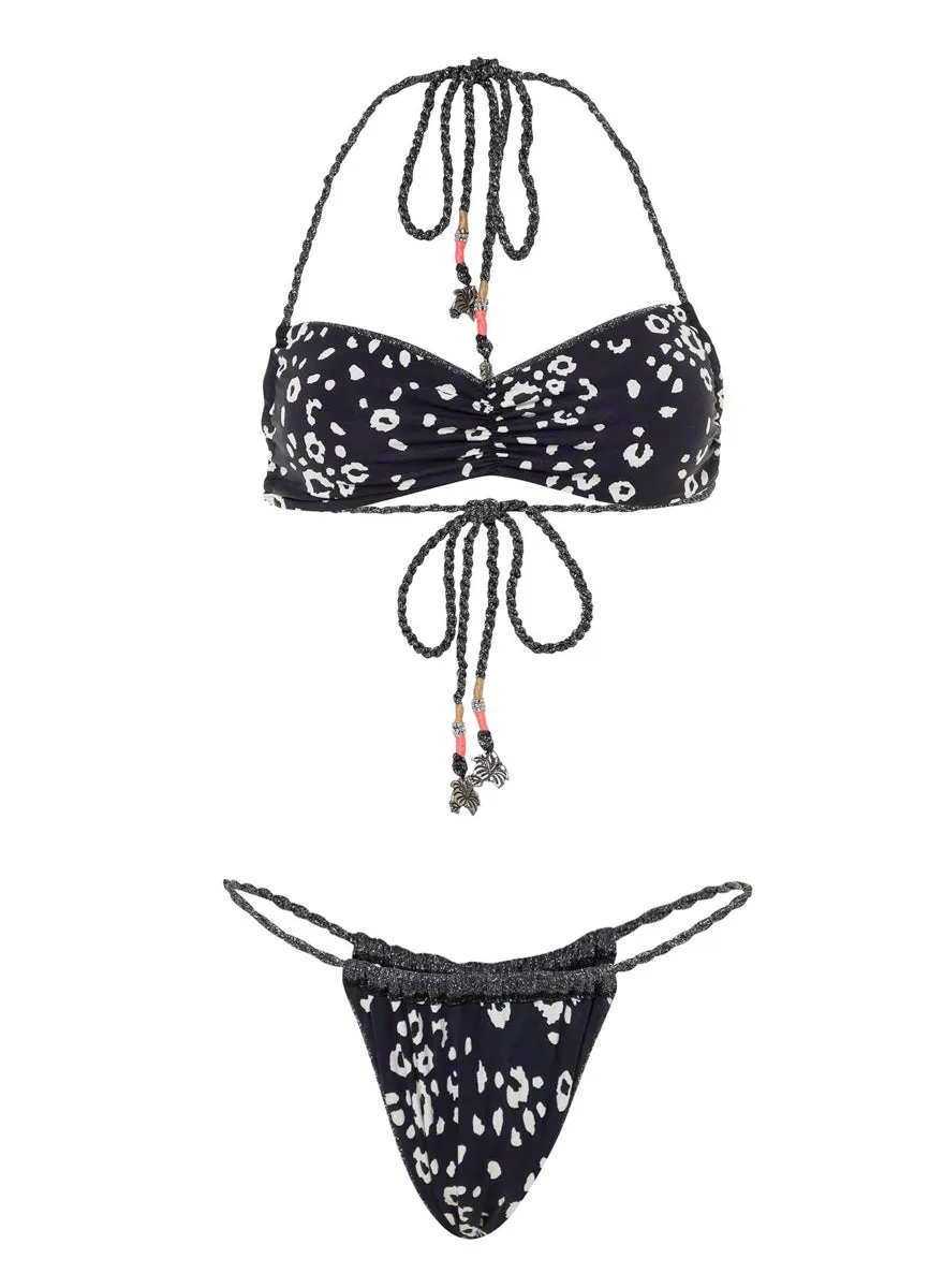 Maaji Silver Black Wow Single Strap Bikini Bottom Maaji