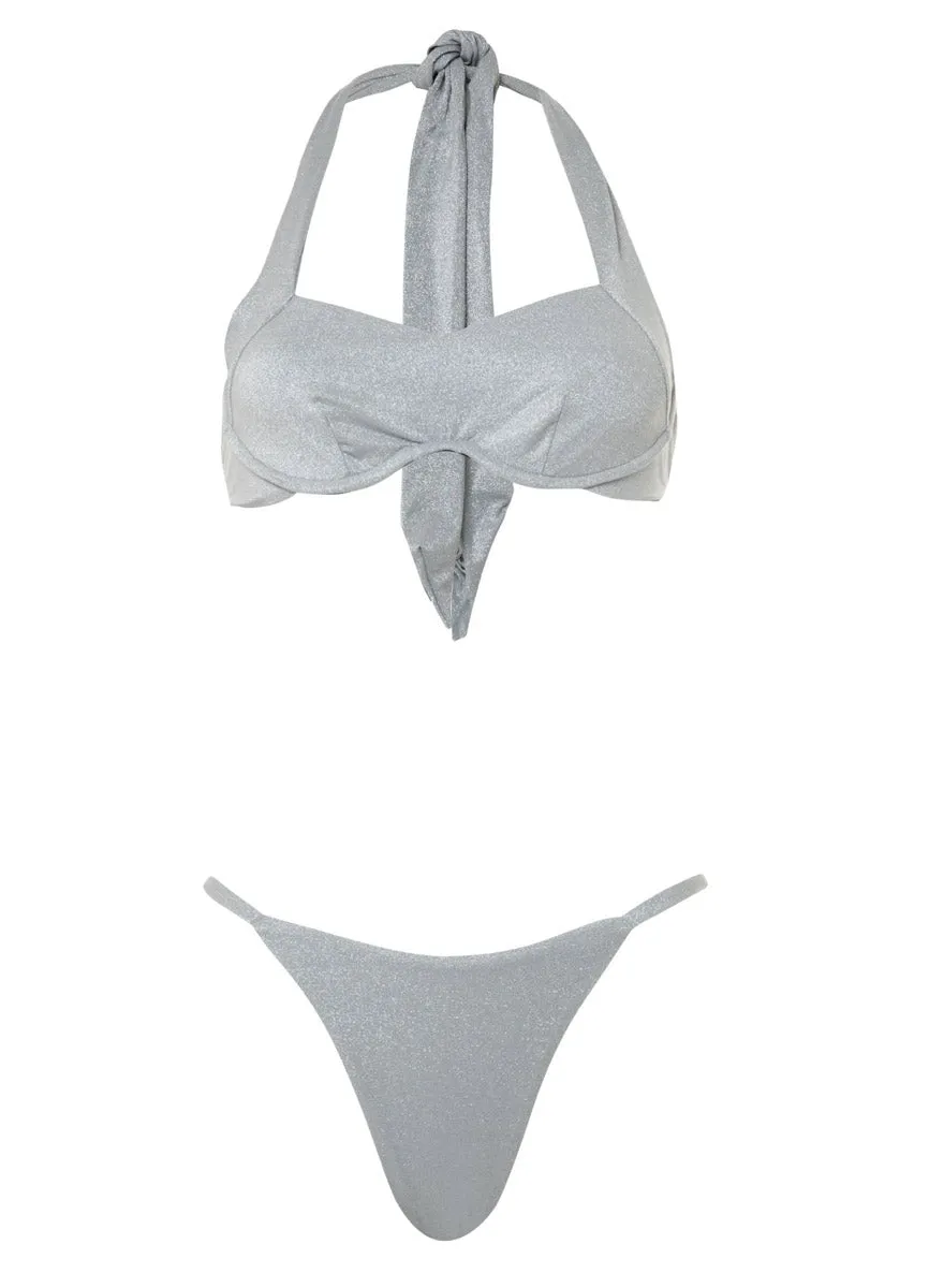 Maaji Silver Shine Mara Halter Bralette Bikini Top Maaji
