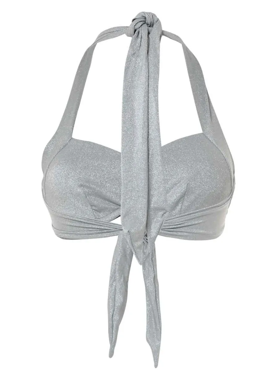Maaji Silver Shine Mara Halter Bralette Bikini Top Maaji