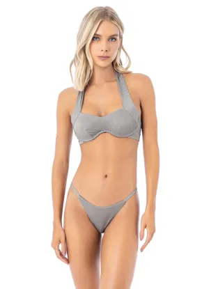 Maaji Silver Shine Mara Halter Bralette Bikini Top Maaji