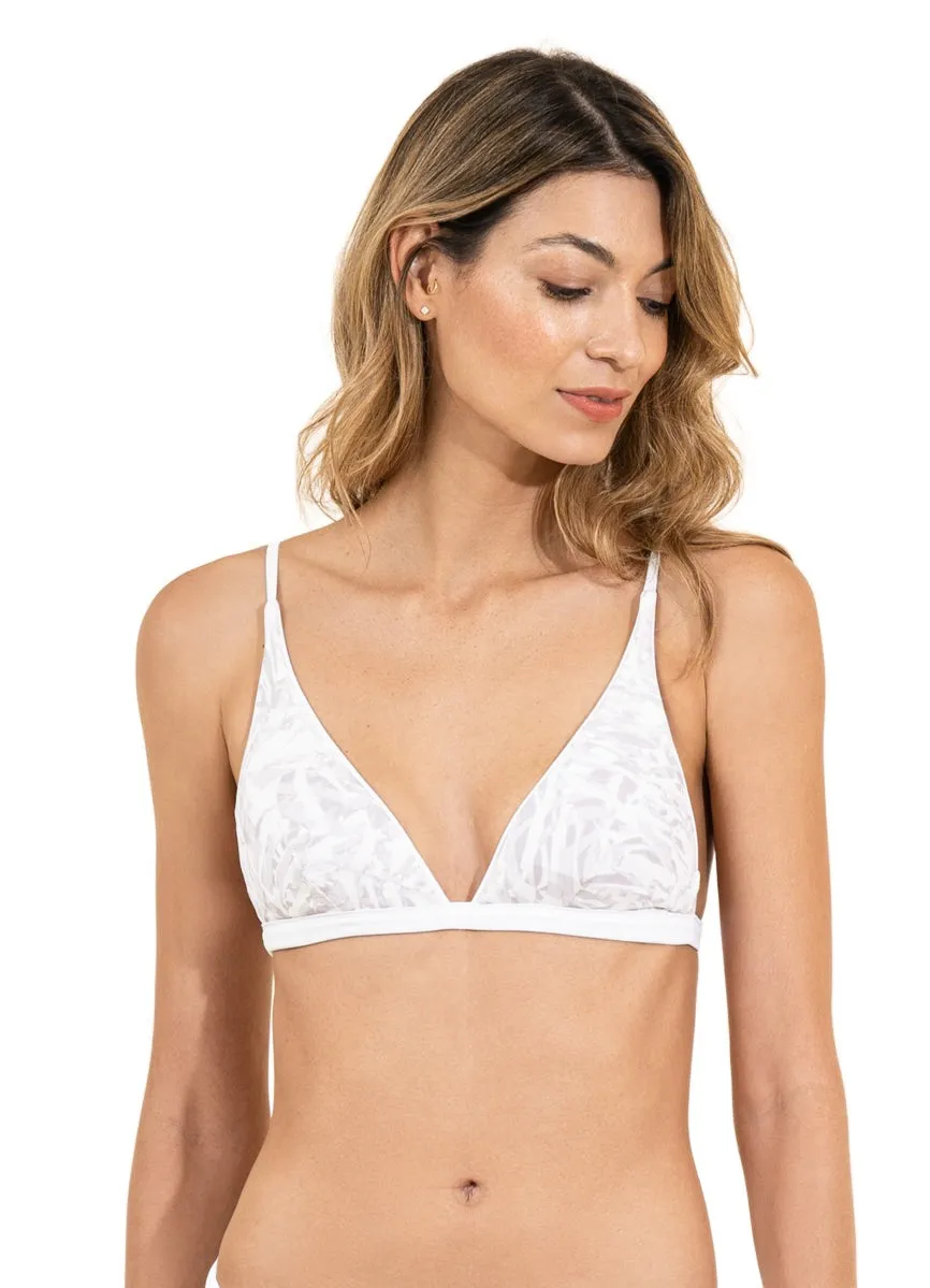 Maaji Simly White Ivy Fixed Triangle Bikini Top Maaji
