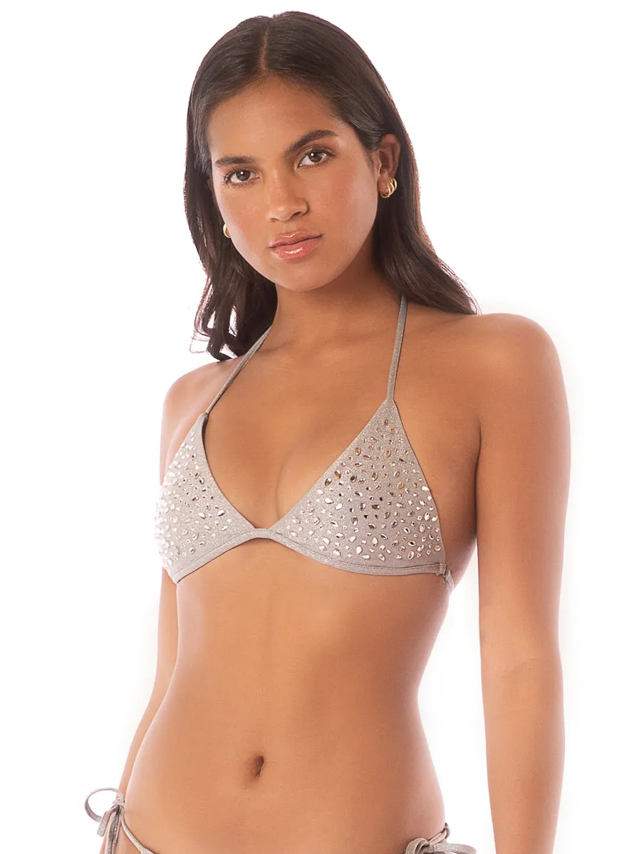 Maaji Smokey Silver Balminess Fixed Triangle Bikini Top Maaji
