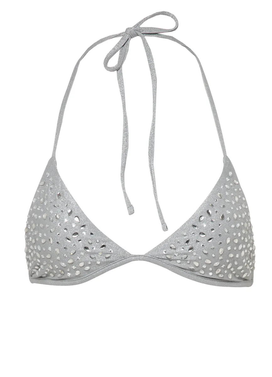 Maaji Smokey Silver Balminess Fixed Triangle Bikini Top Maaji