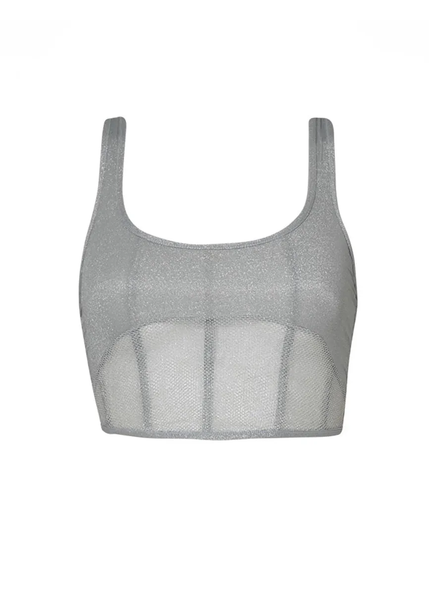 Maaji Sparkle Mesh Hecate Swim Crop Top Bikini Top Maaji