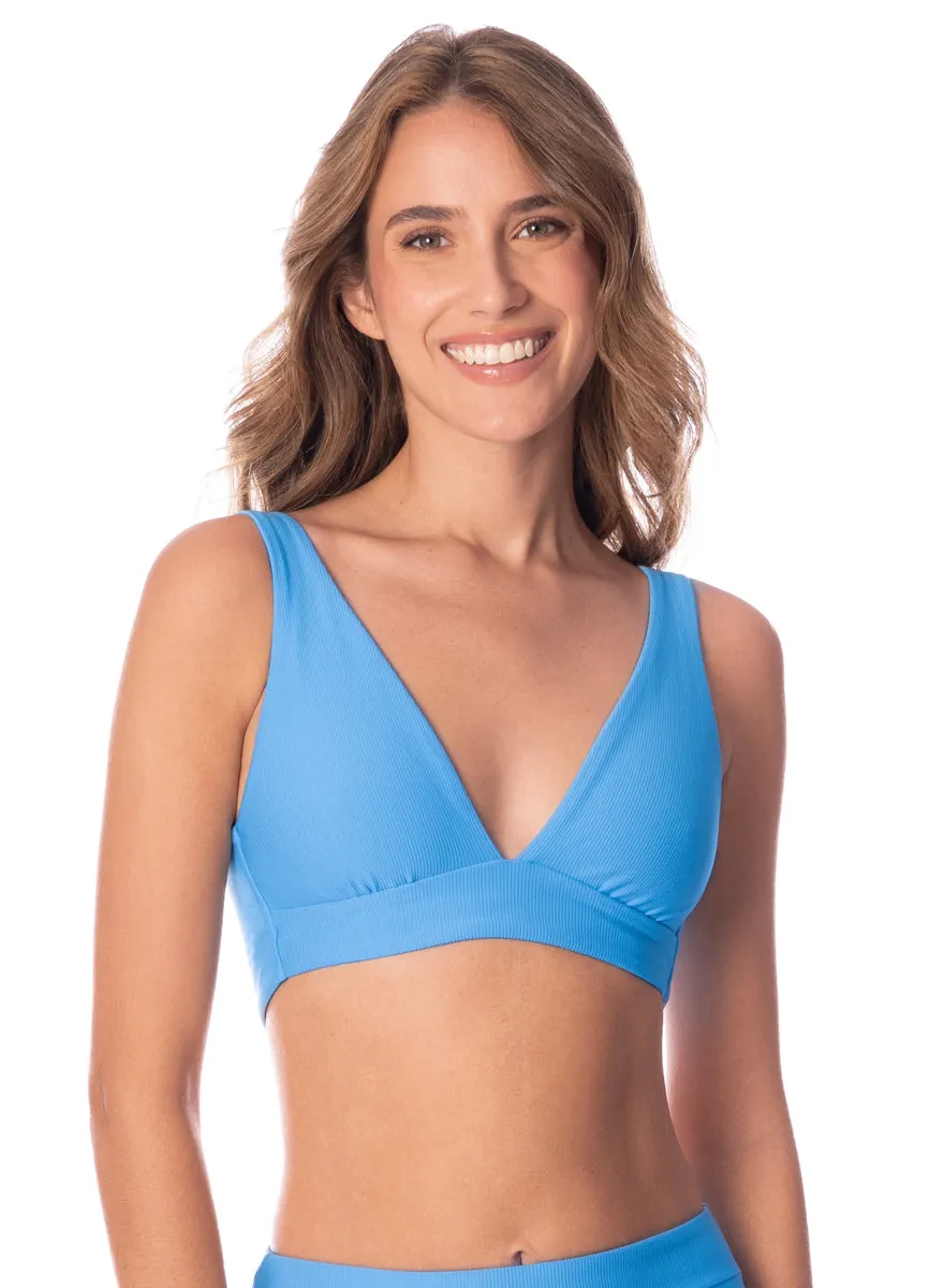Maaji Stone Blue Allure Long Line Triangle Bikini Top Maaji