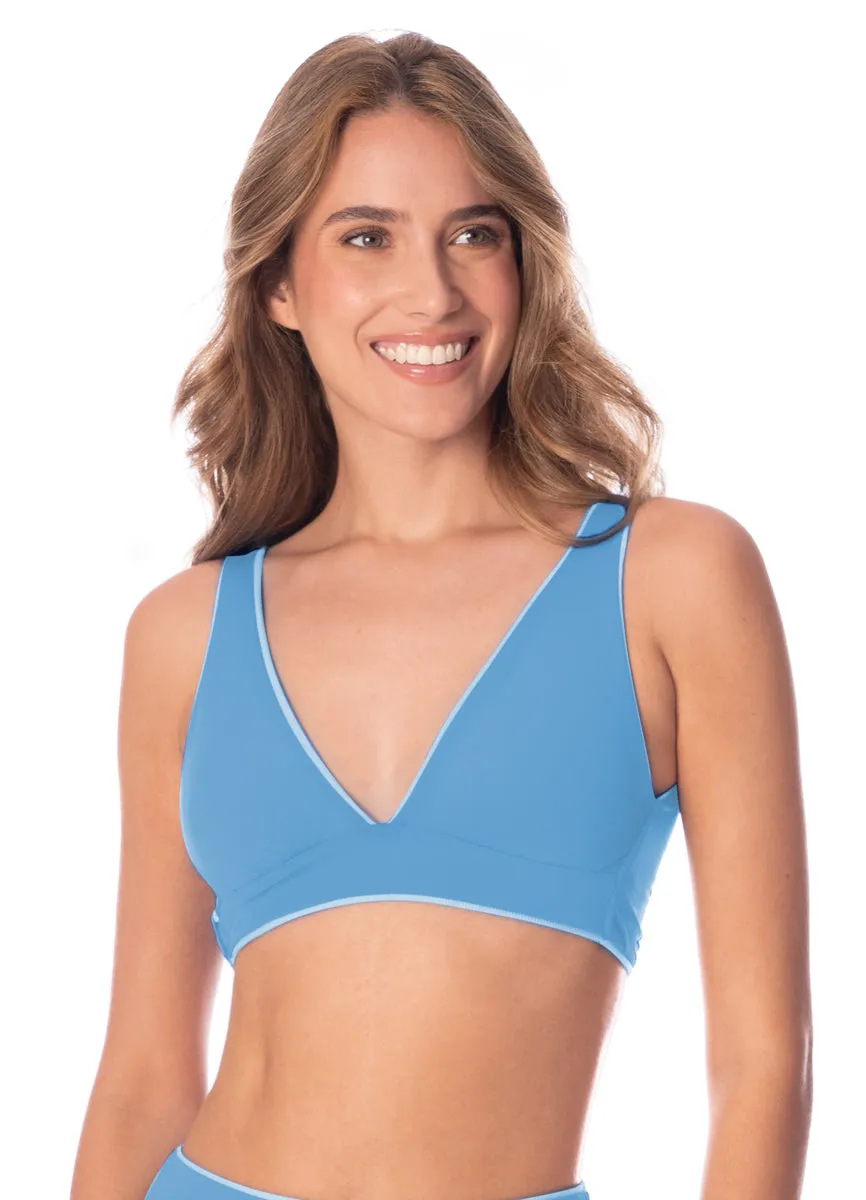 Maaji Stone Blue Allure Long Line Triangle Bikini Top Maaji