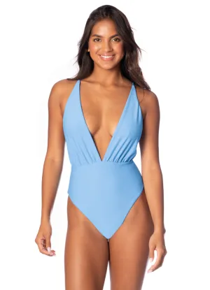 Maaji Stone Blue Safri Plunge One Piece Maaji