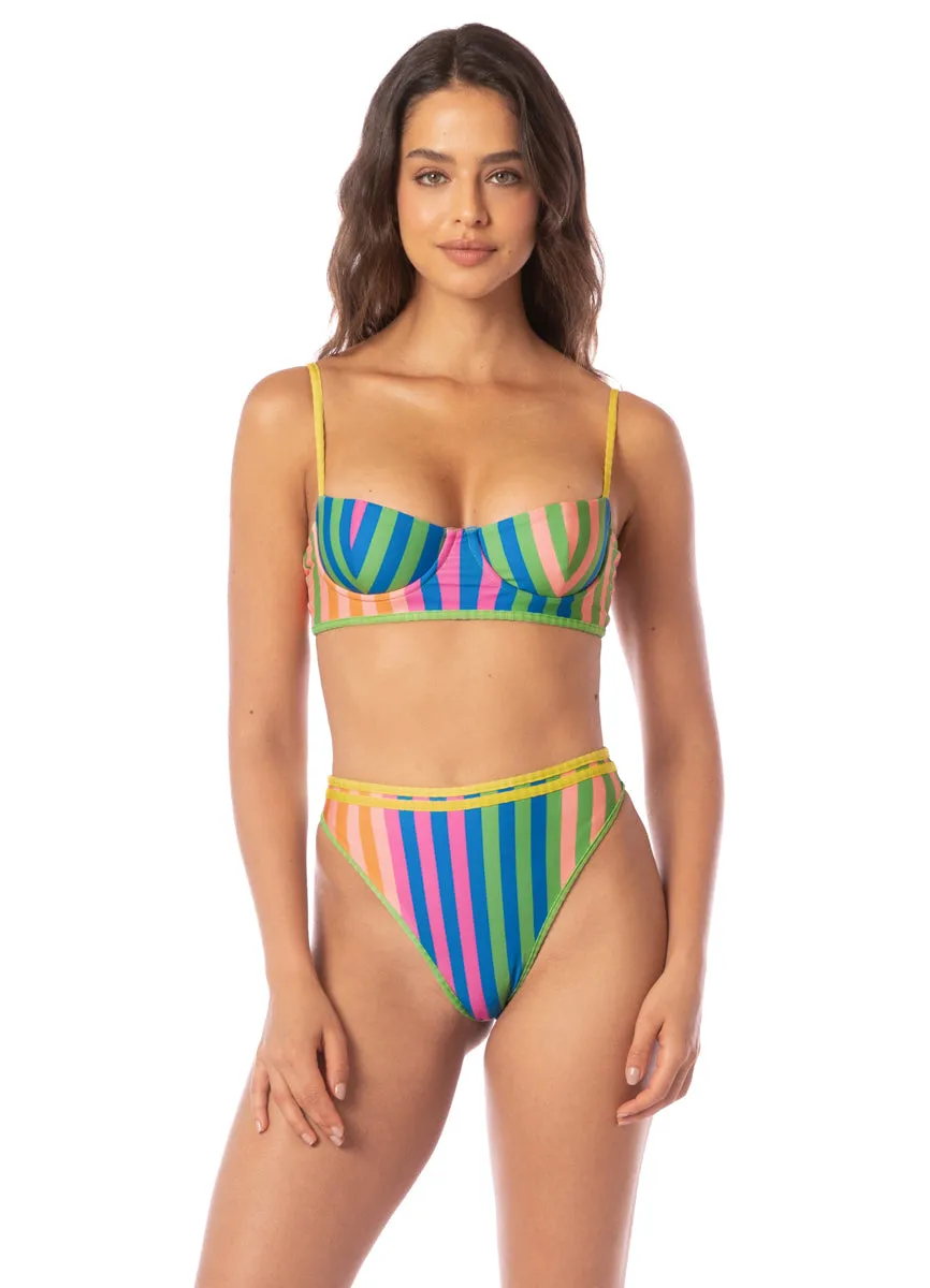 Maaji Striped Mule Elite High Rise Classic Bikini Bottom Maaji