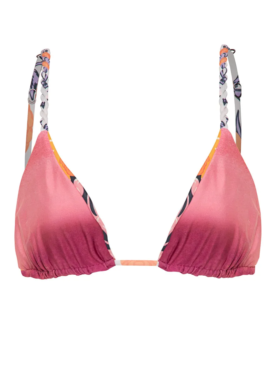 Maaji Sundance Pink Upbraid Sliding Triangle Bikini Top Maaji