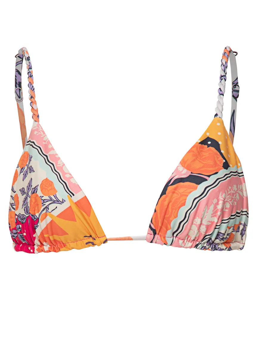 Maaji Sundance Pink Upbraid Sliding Triangle Bikini Top Maaji
