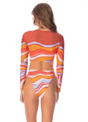 Maaji Swizzle Blossom Yuki High Rise Thin Side Bikini Bottom Maaji
