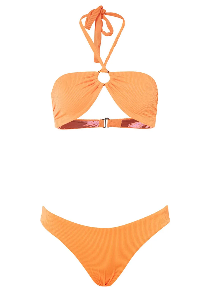 Maaji Vibrant Orange Jill Ring Bandeau Bikini Top Maaji