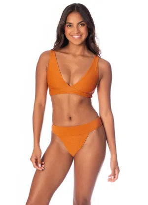 Maaji Wavy Chestnut Allure Long Line Triangle Bikini Top Maaji