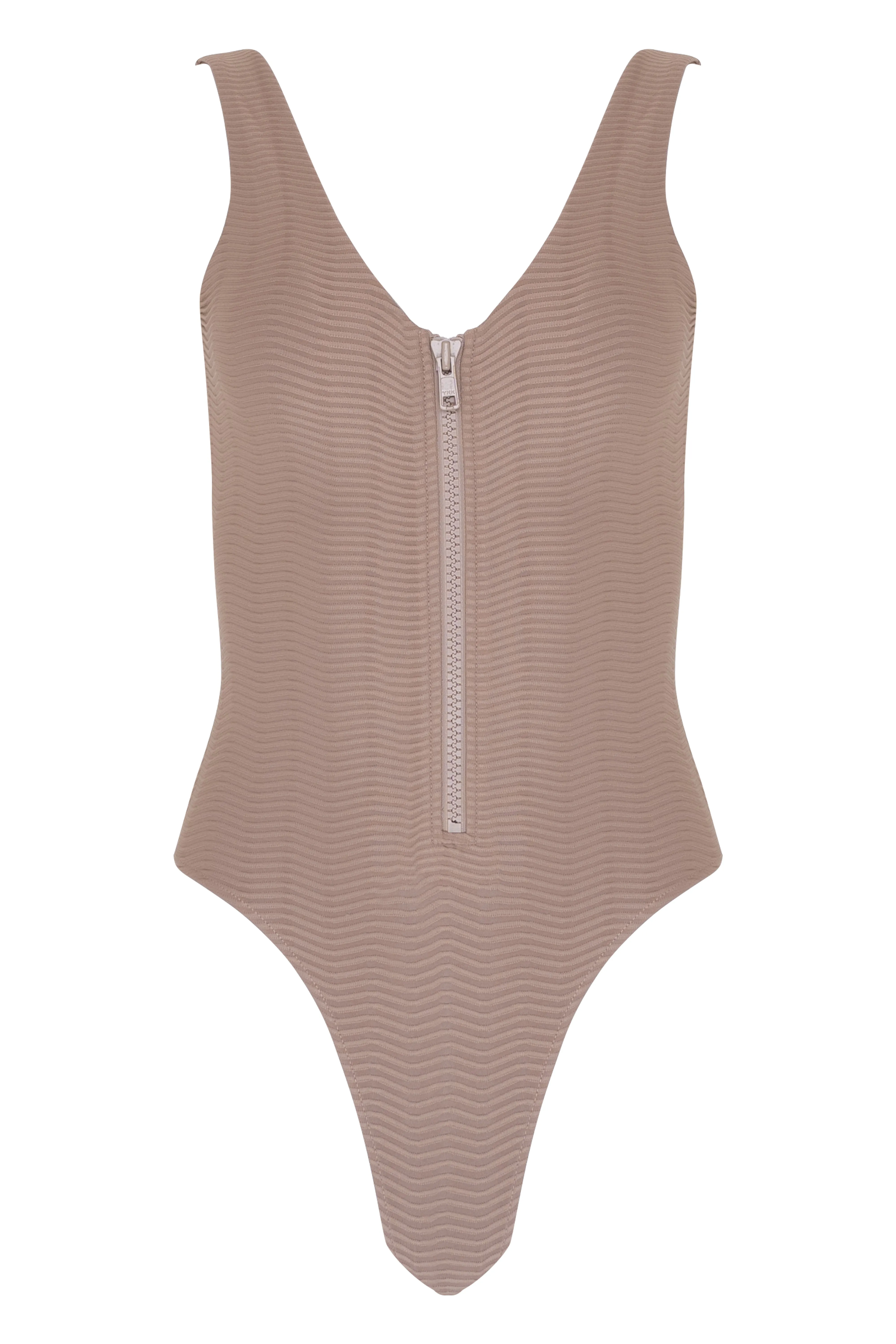 Zip One Piece Swimsuit - Natural Wave Toast Swim