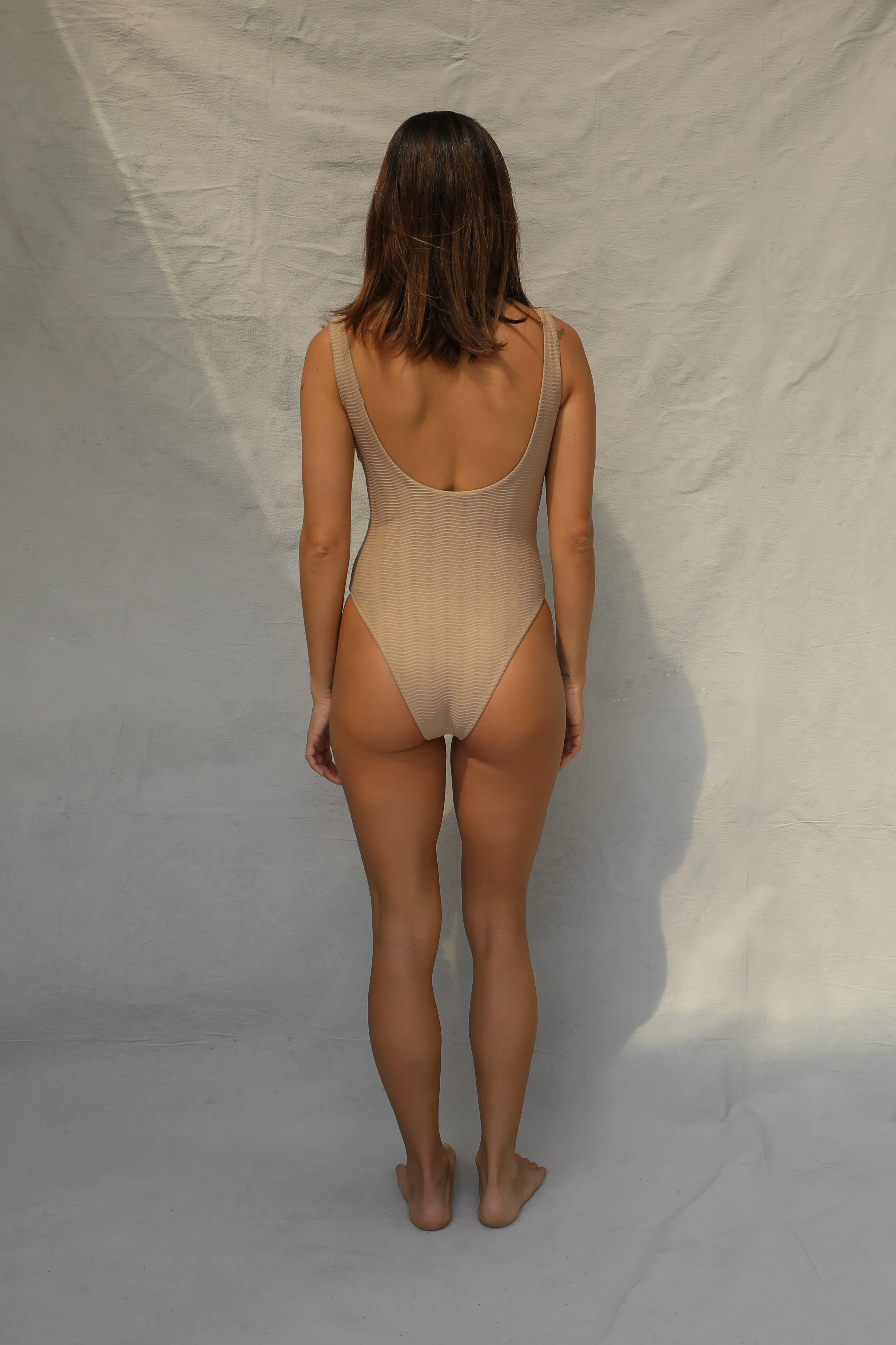Zip One Piece Swimsuit - Natural Wave Toast Swim
